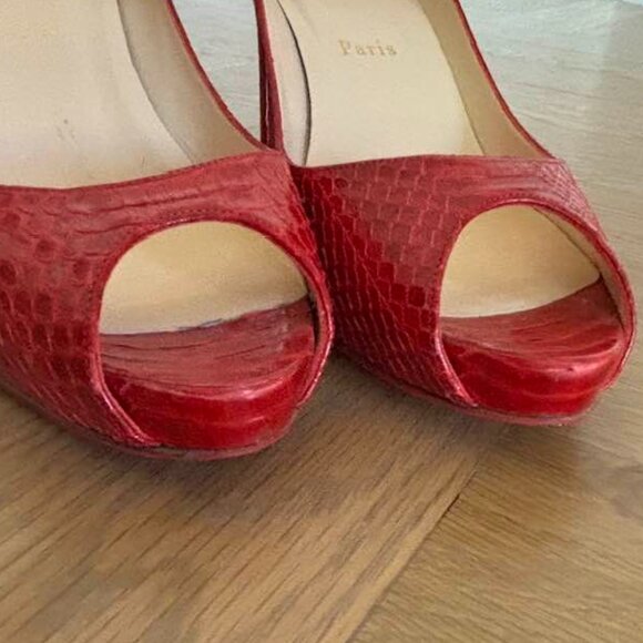 Christian Louboutin No Matter 85 Watersnake Lucido, Rouge Lipstick Red 40 - Picture 5 of 9